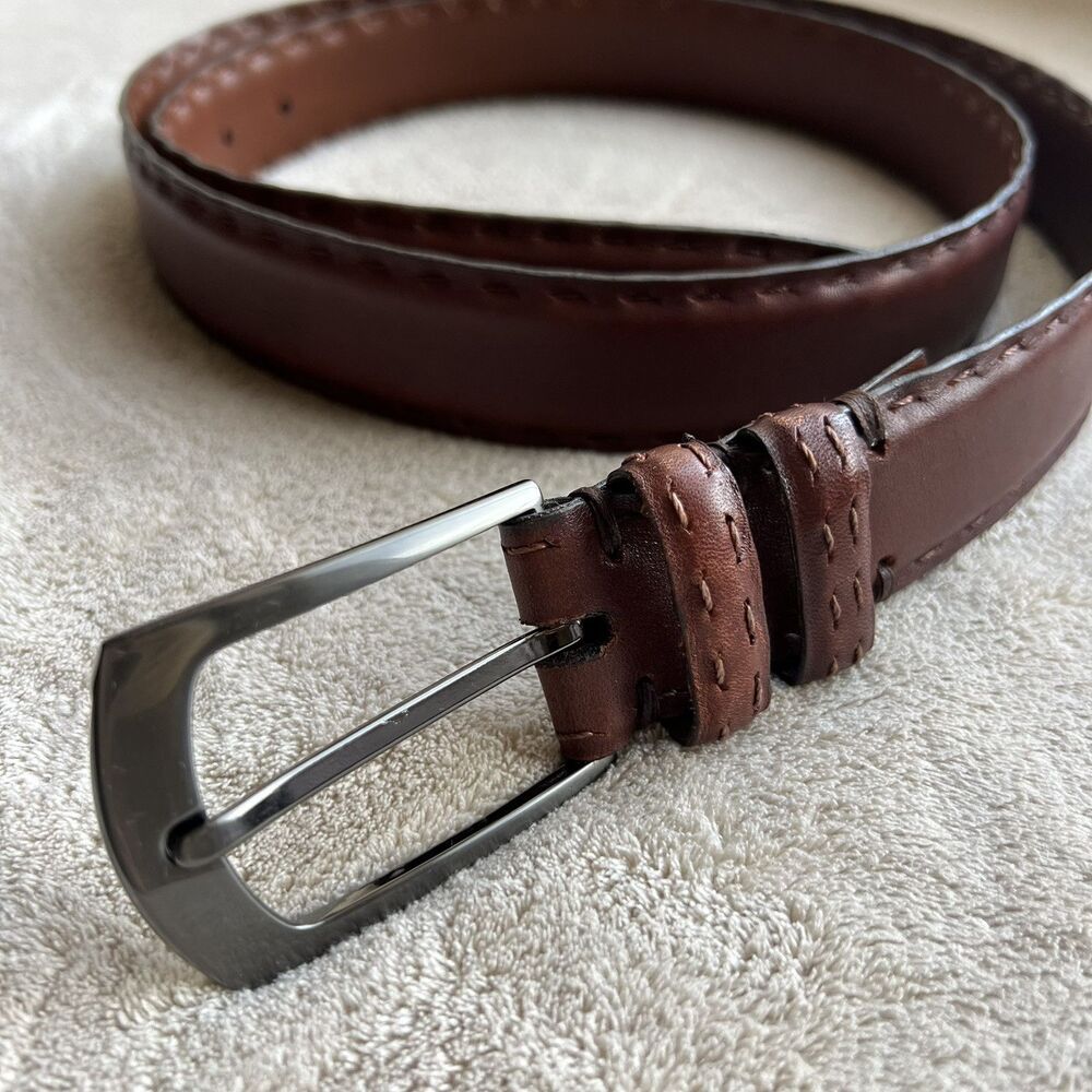 Torino Aniline Kipskin Shoulders Brown Leather Belt Men’s 40 Made in USA 65561